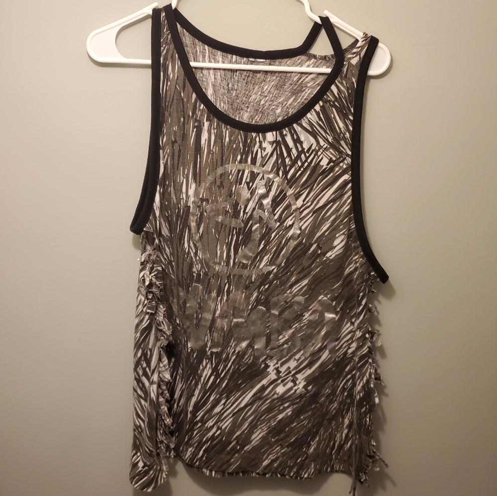 Zumba Women Large Gray Tank Top With Side Ties